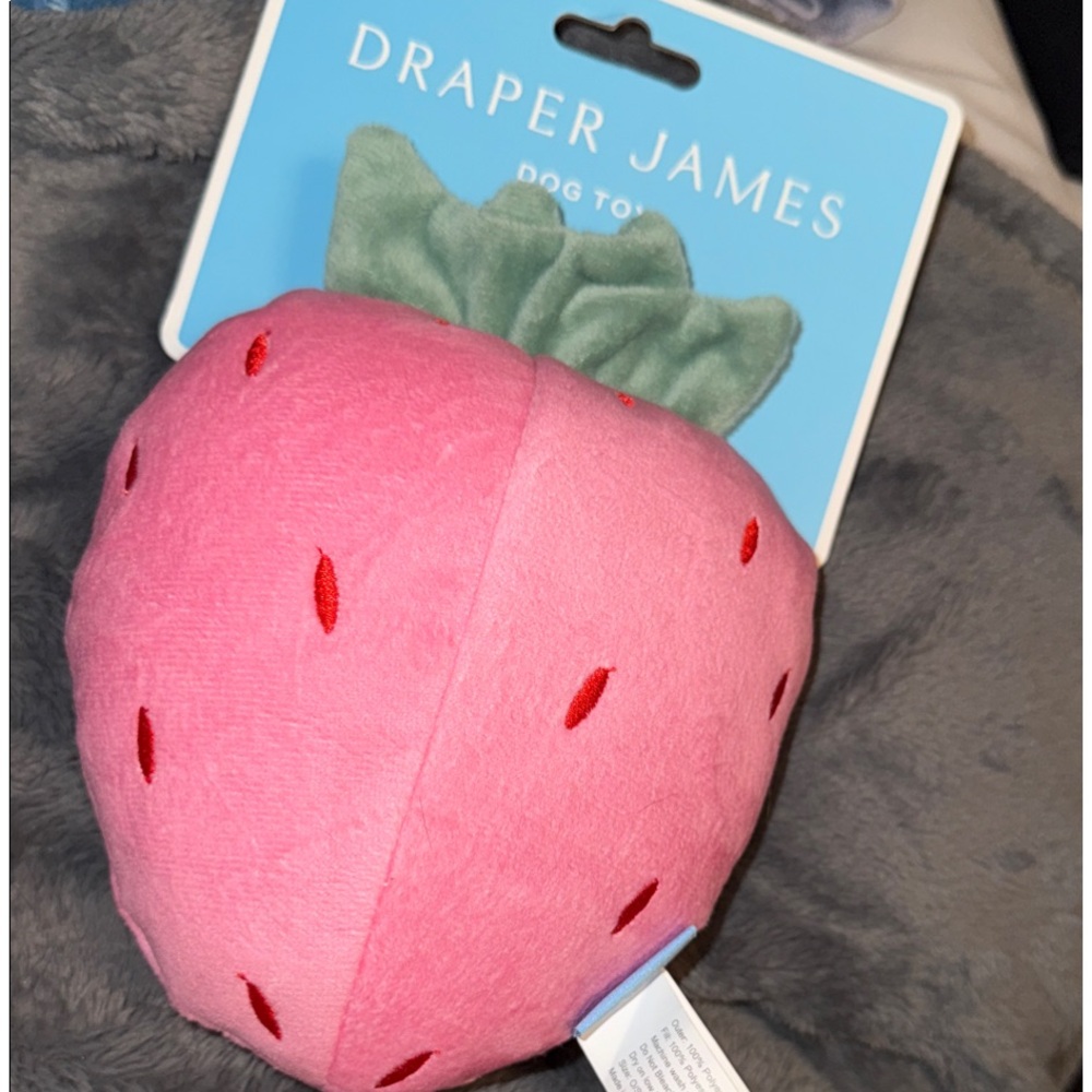 Draper James Pink Strawberry Plush Dog Toy
